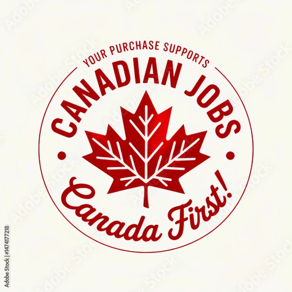 Obraz Circular Emblem Advocating Consumer Support For Canadian-Made Products And Workforce Sustainability