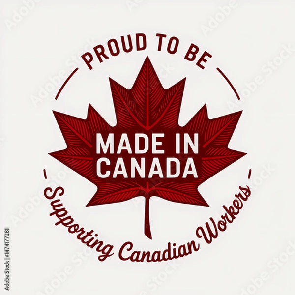 Obraz Circular Canadian Manufacturing Emblem Supporting Local Industry And Workforce Stability