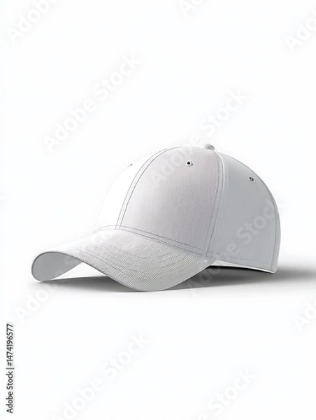 Fototapeta Crisp White Baseball Cap: Clean 3D Render