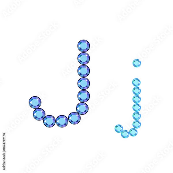 Obraz English letter (uppercase and lowercase) from luxury gemstone alphabet isolated on white background