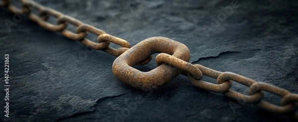 Obraz Rusty Chain Link on Dark Stone