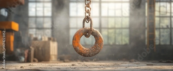 Obraz Rusty Chain Ring in Industrial Setting