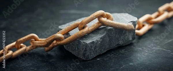 Obraz Rusty Chain Resting on a Gray Stone