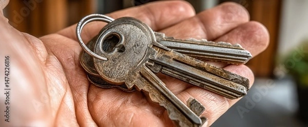 Fototapeta Rusty keys in hand