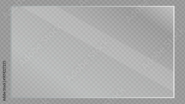 Fototapeta Transparent Glass Interface Panel with Diagonal Highlights