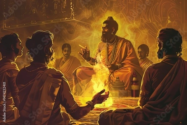Fototapeta Guru Purnima Celebration in India of Honoring Gurus with Devotion and Spirituality