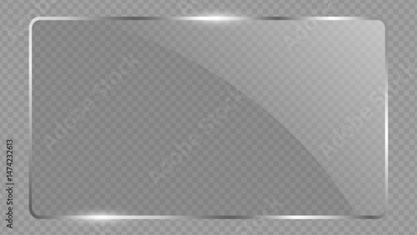 Fototapeta Transparent Glass Interface Panel with Diagonal Highlights