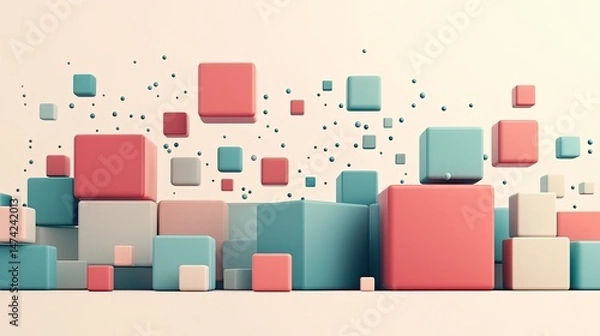 Fototapeta Abstract Geometric Composition in Minimalist Design with Blocks