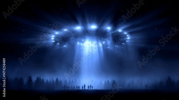 Obraz The initial encounter with an extraterrestrial civilization has occurred, with an alien spaceship now positioned above the Earth's surface