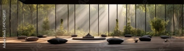 Fototapeta Mental health retreats combining meditation and wellness are popping up in tranquil virtual environments throughout the metaverse