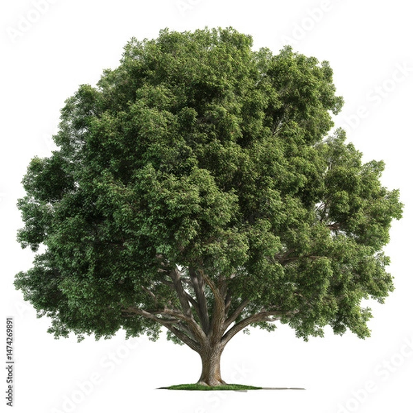 Obraz Isolated hyper-realistic tree with full foliage, clean, transparent background