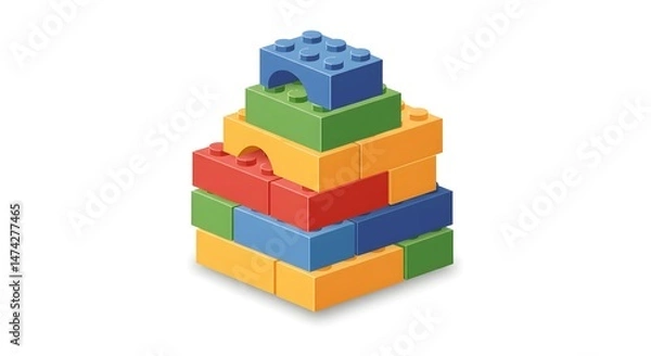Fototapeta Colorful Stack of Plastic Building Blocks