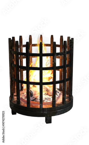 Obraz A lit fire braizer from a perspective view on an isolated background.