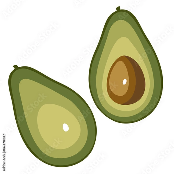 Fototapeta Avocado Slice Flat illustration, Simple and Clean