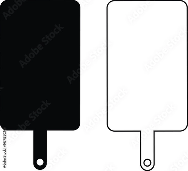 Fototapeta The cutting board icon set. Chopping Board symbol. Black Vector collection isolated on transparent background. Kitchen tool for cooking, web and app. Food and vegetable, cut symbol