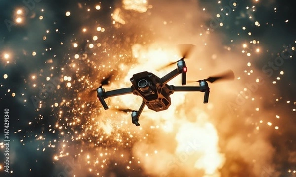 Obraz Drone explodes in mid-air