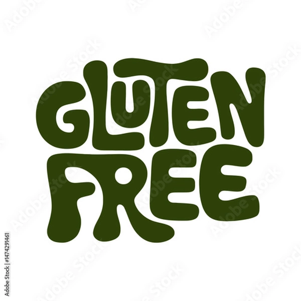 Fototapeta Bold, green text displays the words GLUTEN FREE in a playful, stylized font.