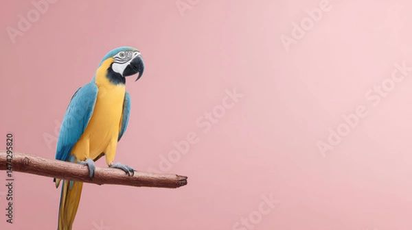 Obraz bright exotic parrot perched on branch in tropical forest