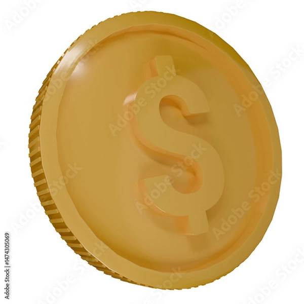 Fototapeta 3d gold coin with dollar sign
