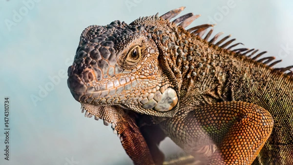 Fototapeta Intricate detail of a captivating iguana, showcasing reptilian beauty closeup