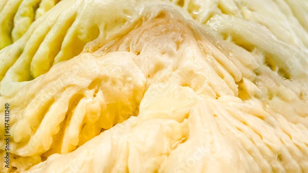 Fototapeta The complex texture of gelato with yuzu fruit flavor