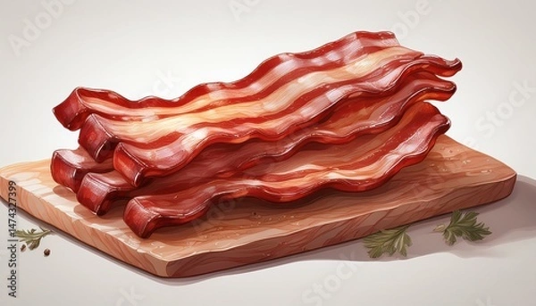 Fototapeta bacon on white isolated on clear background and white background food drink and dessert concept for cafe and restaurent ai generative