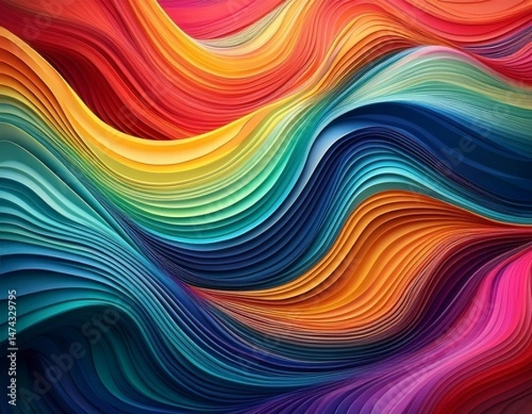 Fototapeta colorful 3d abstract illustration with vibrant layered waves