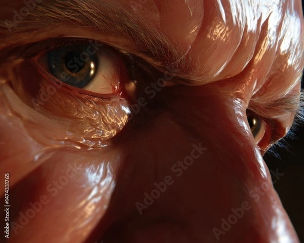 Fototapeta Hyperrealistic Portrait Of A Person With Striking Features And Intense Gaze