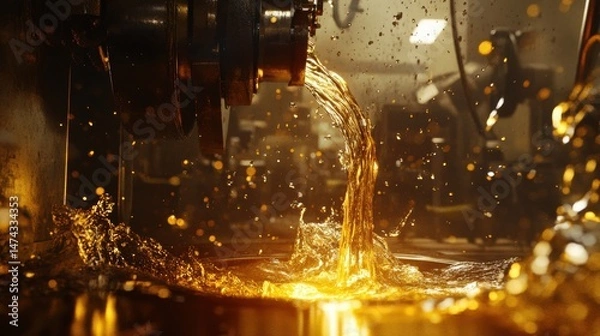 Fototapeta Molten Metal Flowing Into Container