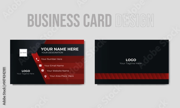 Obraz New Modern and minimalist creative individual of business card with yellow, blue and black color set of visiting card design template.	