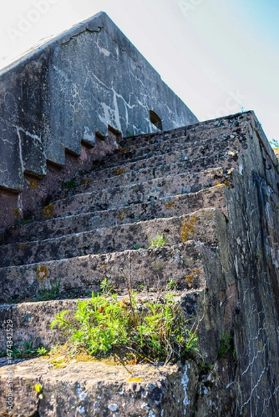 Fototapeta Abandoned knowing. Abandoned fort and dungeons. Russian Island.