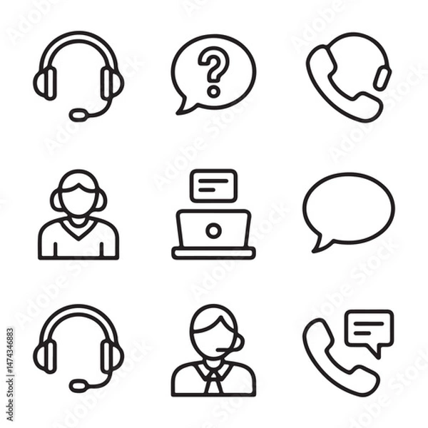 Obraz Customer Support Icon Set. Simple Line Icons Representing Customer Support and Communication

