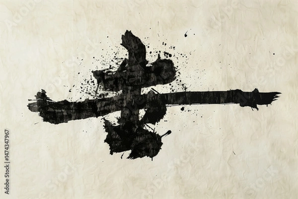 Obraz Energetic Ink Brushstroke on Crumpled Paper Texture