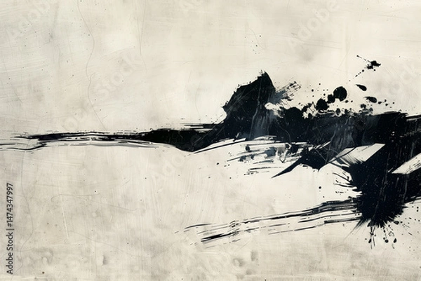 Obraz Energetic Ink Brushstroke on Crumpled Paper Texture