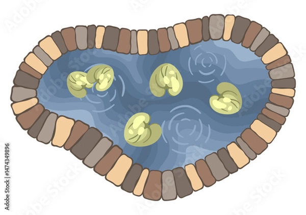 Fototapeta Top view of a garden pond for architectural floor plans. Entourage design. Vector.