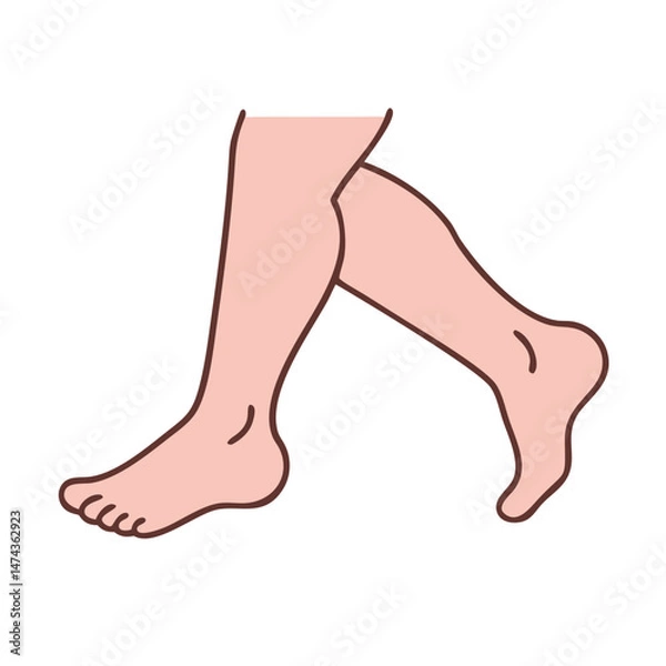 Obraz Bare human legs walking in cartoon minimal style