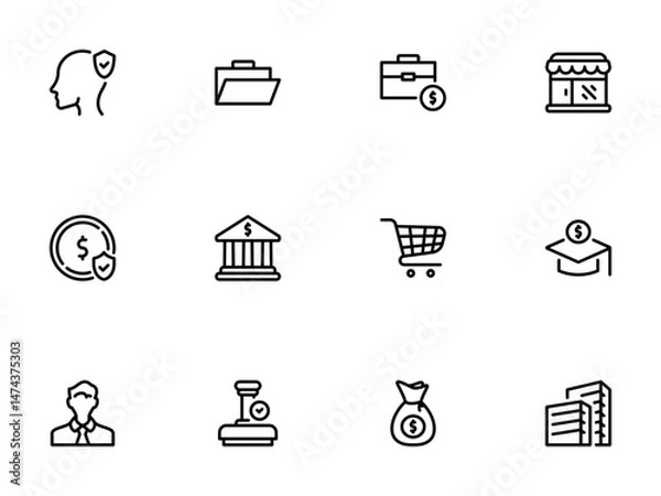 Fototapeta Outline Icons for Business, Finance, and Online Shopping