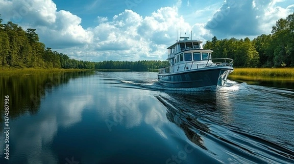 Obraz boat on the lake Boat on Calm Waters