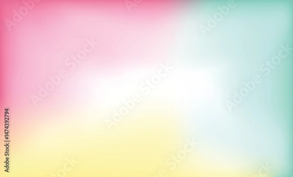 Fototapeta Colorful pastel gradient background with soft pink, yellow, and mint tones. Ideal for design, web, or social media use with a cheerful, modern aesthetic.