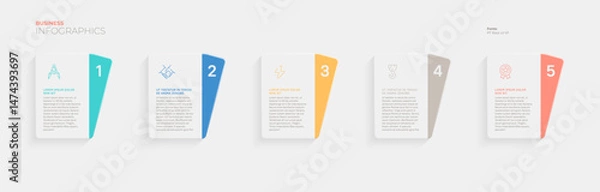 Obraz Five steps or stages. Vector infographic template for your presentation