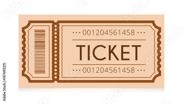 Obraz Vintage event ticket vector with barcode, stars, and classic border. Perfect for retro-style promotions, invites, shows or funfair design concepts . Vector illustration