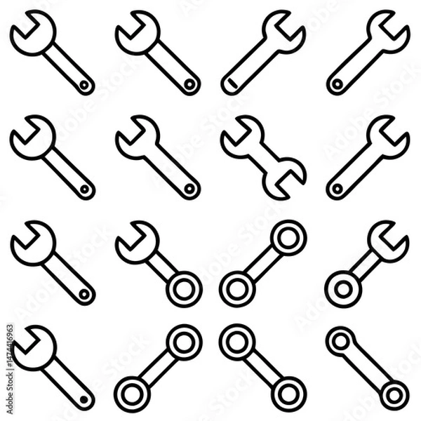Fototapeta Wrench icon assortment set in minimalist line art style