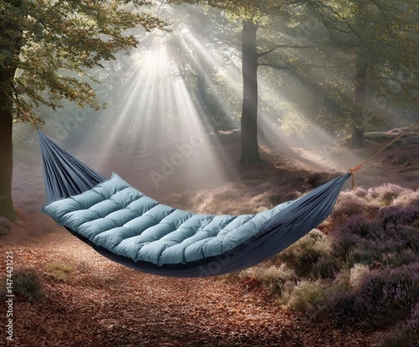 Obraz Hammock suspended in serene with sun rays