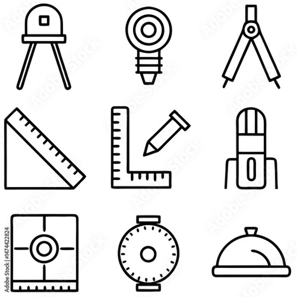 Fototapeta Black and white engineering tools vector illustration concept design