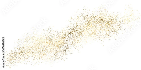Obraz Golden dust. Gold sparkle splatter border. Gold glitter, golden abstract foil  PNG. Gold particles, shining gold sparks. Gold stroke on transparent background.