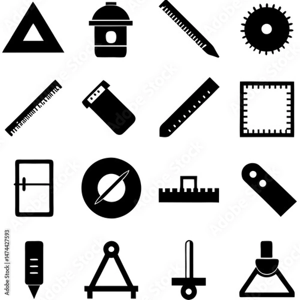 Fototapeta Geometric shapes and drawing tools in clean vector style