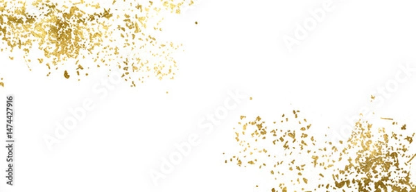 Obraz Gold glitter hand-drawn. Gold glitter swash shiny stroke shape, luxury party element. Gold glitter texture sprinkling of gold. Abstract spray shiny, gold glitter with gold foil, splashes using png.