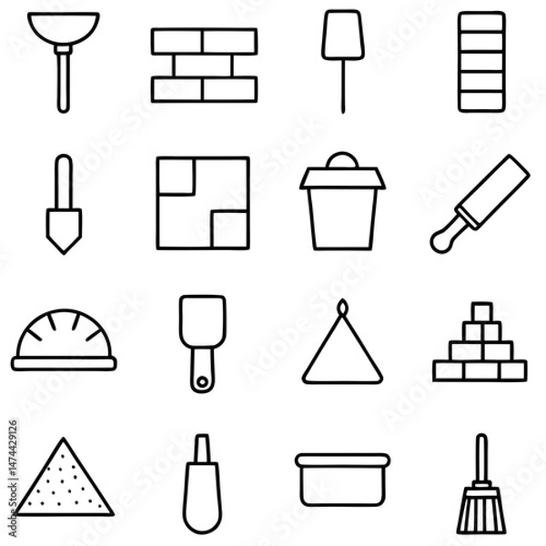 Fototapeta Construction and renovation tool icons for design and projects