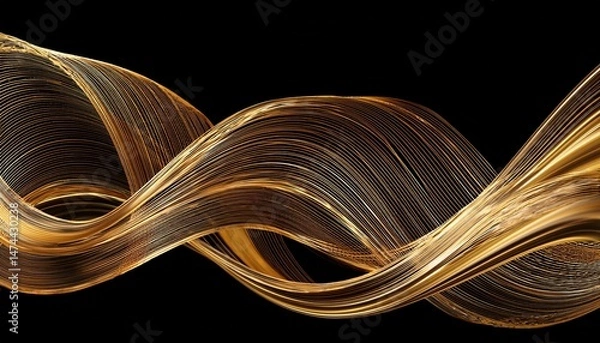 Fototapeta wavy luxury gold lines moving on transparent background