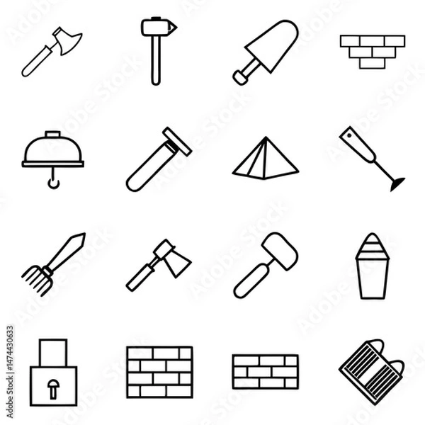 Obraz Construction tools and materials icons with a simple design